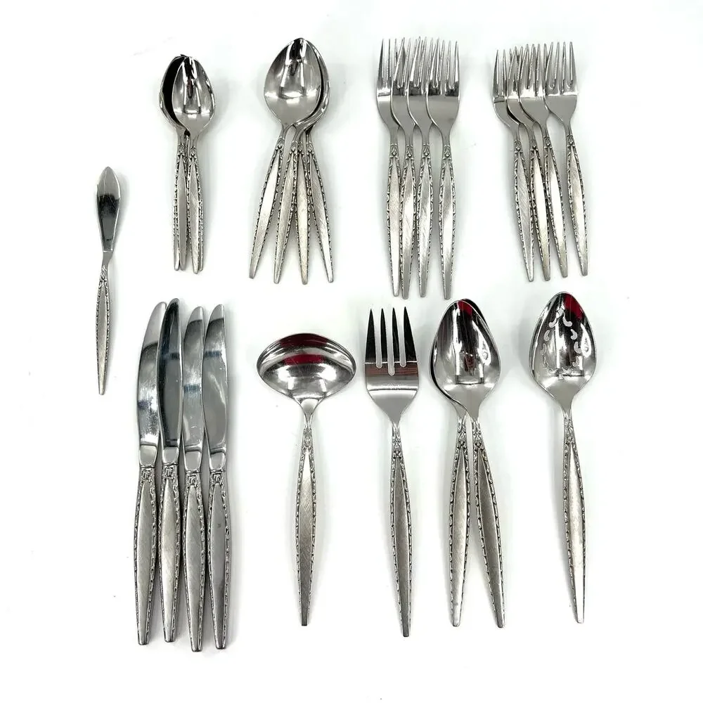 Oneida Community Stainless Venetia flatware set. Serving spoons